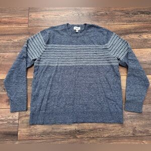Goodfellow & Co Men’s Heathered Blue Striped Crewneck Sweater in Size XL